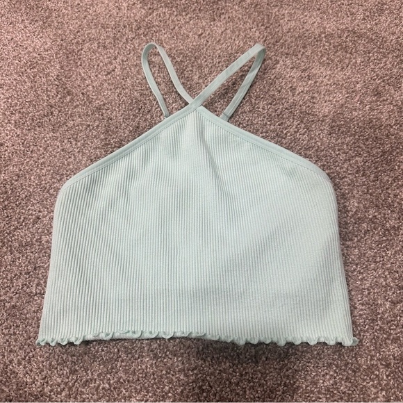Seamless Halter Ribbed Top Spiritual Gangster. Size M/L. NWT Teal Blue - Picture 1 of 4